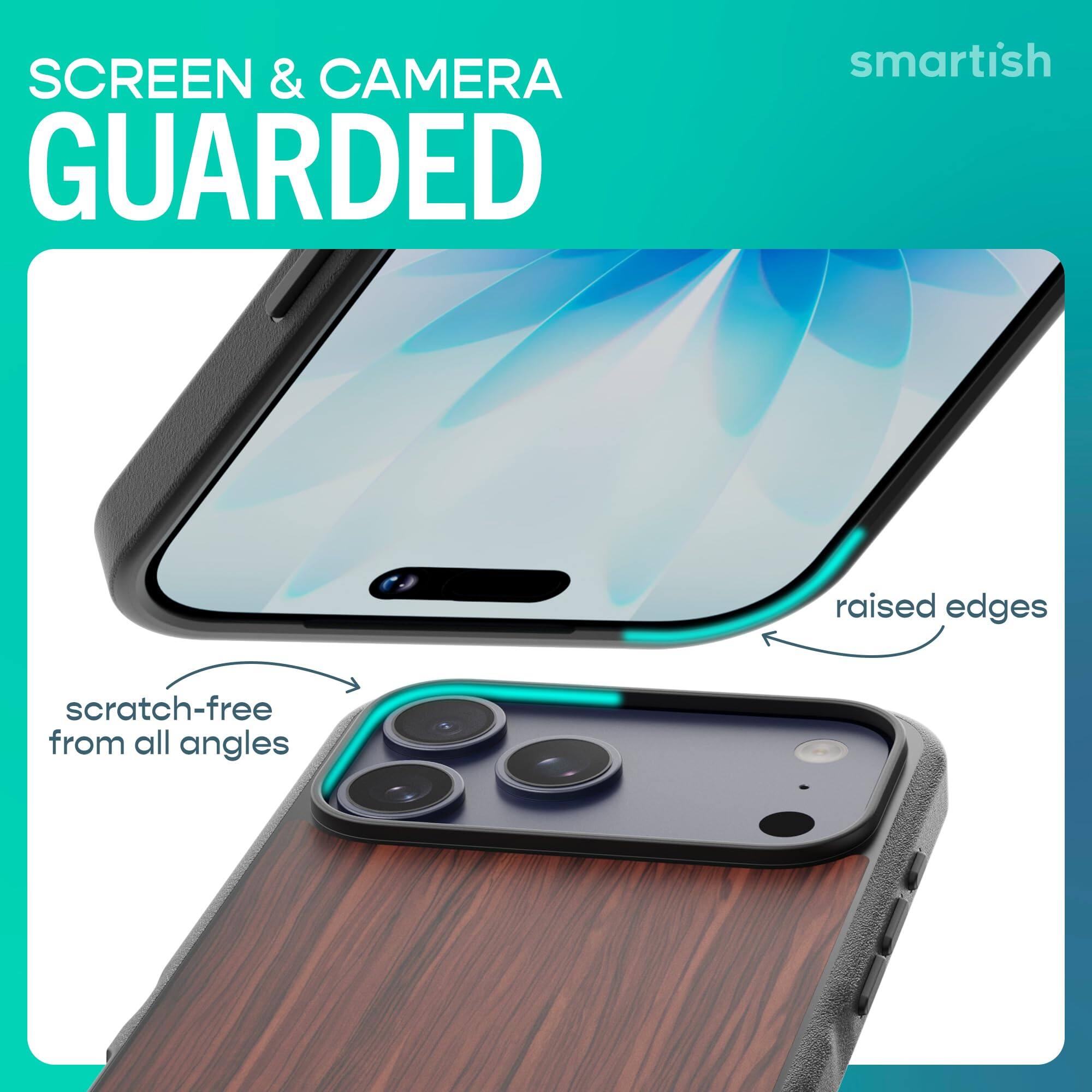 SCREEN & CAMERA GUARDED  
smartish  
raised edges  
scratch-free from all angles