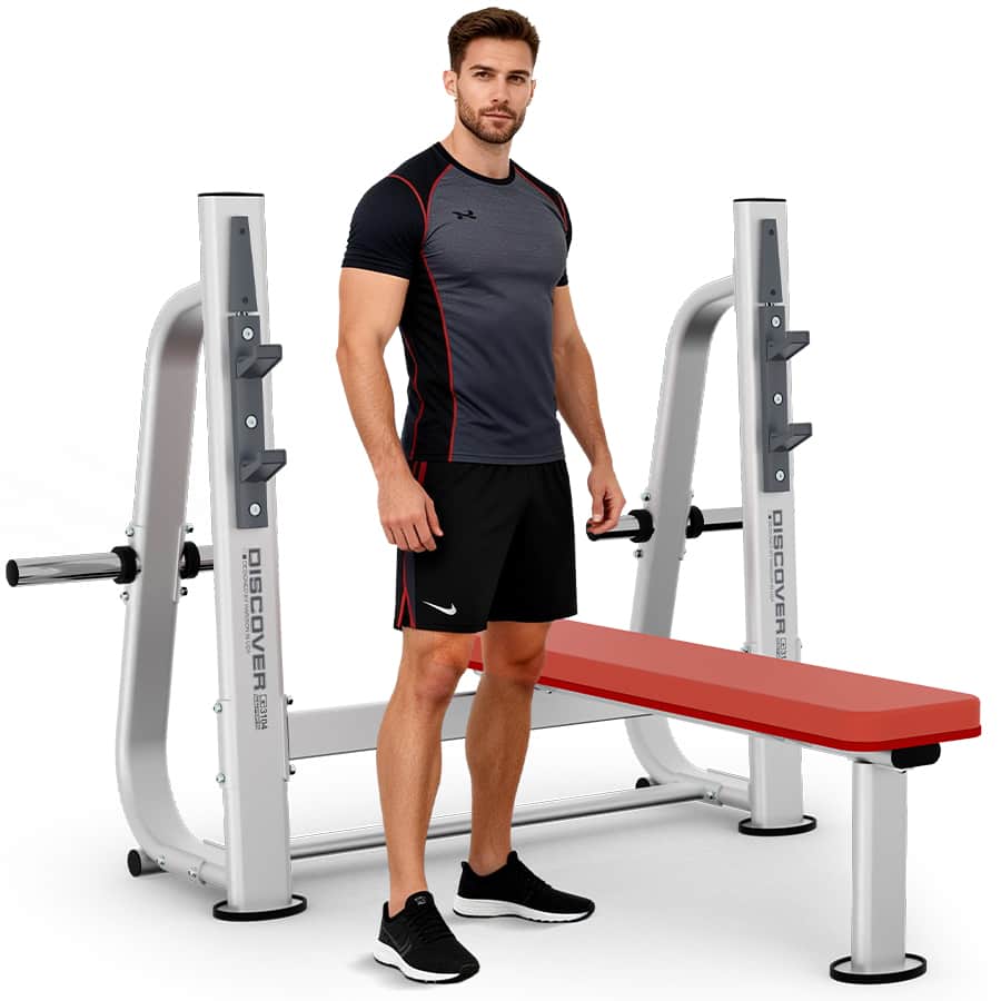 HARISON - DISCOVER HR-G3104 Commercial Olympic Flat Weight Bench for Chest Strength Training - White