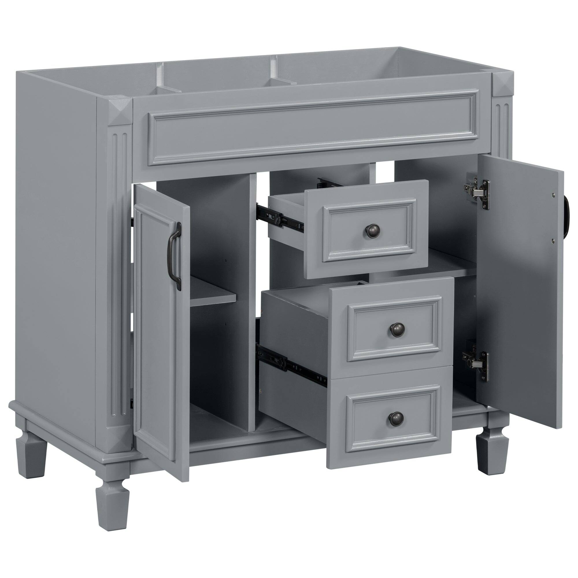 Alt View 5. Boyel Living - 36 Inch Modern Bathroom Vanity Cabinet Only Soft Closing Doors Drawers Gray - Gray.