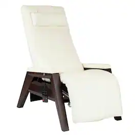 Human Touch - Gravis ZG Leather Zero Gravity Recliner with Air Massage, Multi-Zone Heat, Power Headrest & App Control - Mahogany Frame / Bone Leather