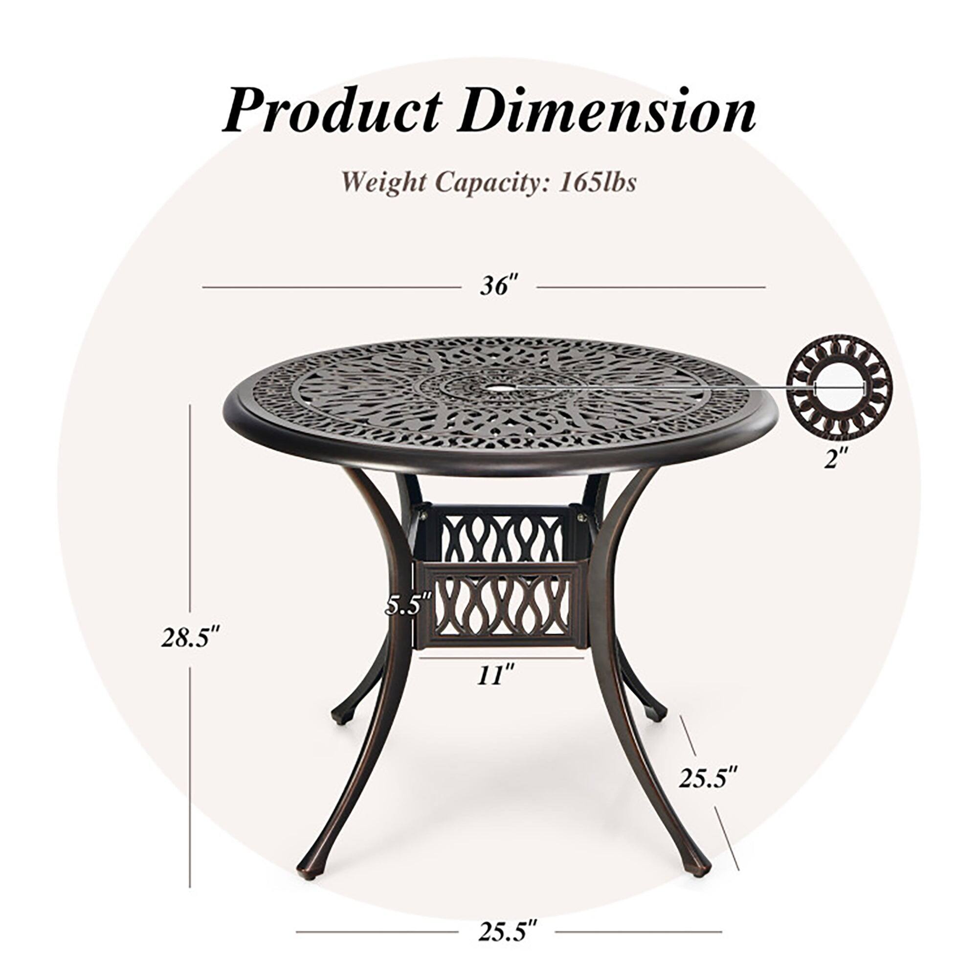 Product Dimension Weight Capacity: 165lbs  
36" 2" 28.5" 5.5" 11" 25.5" 25.5"