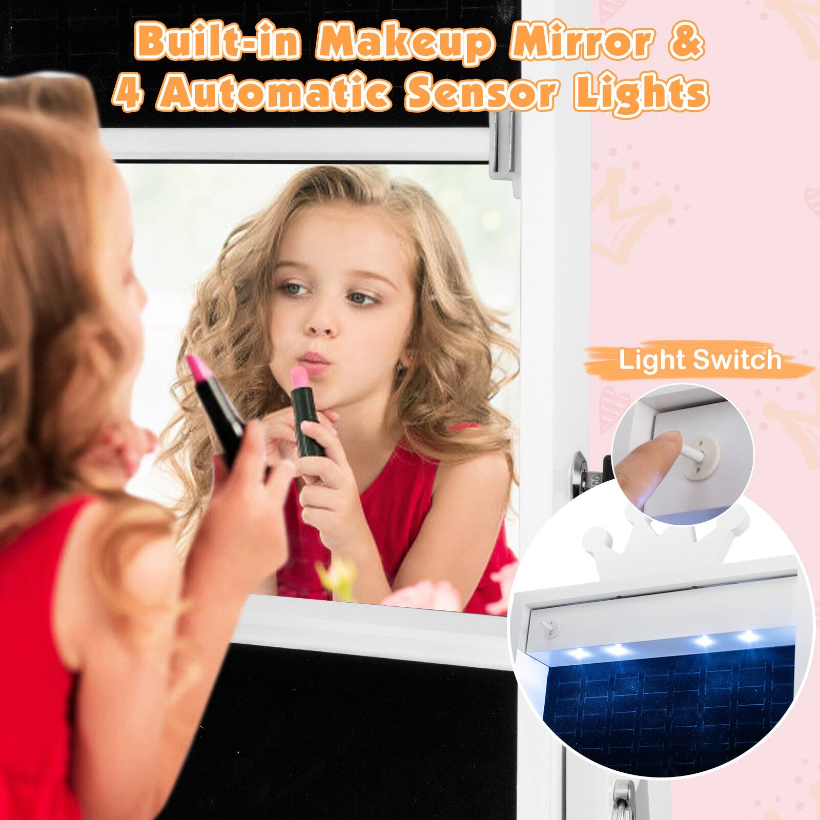 Built-in Makeup Mirror & 4 Automatic Sensor Lights

Light Switch