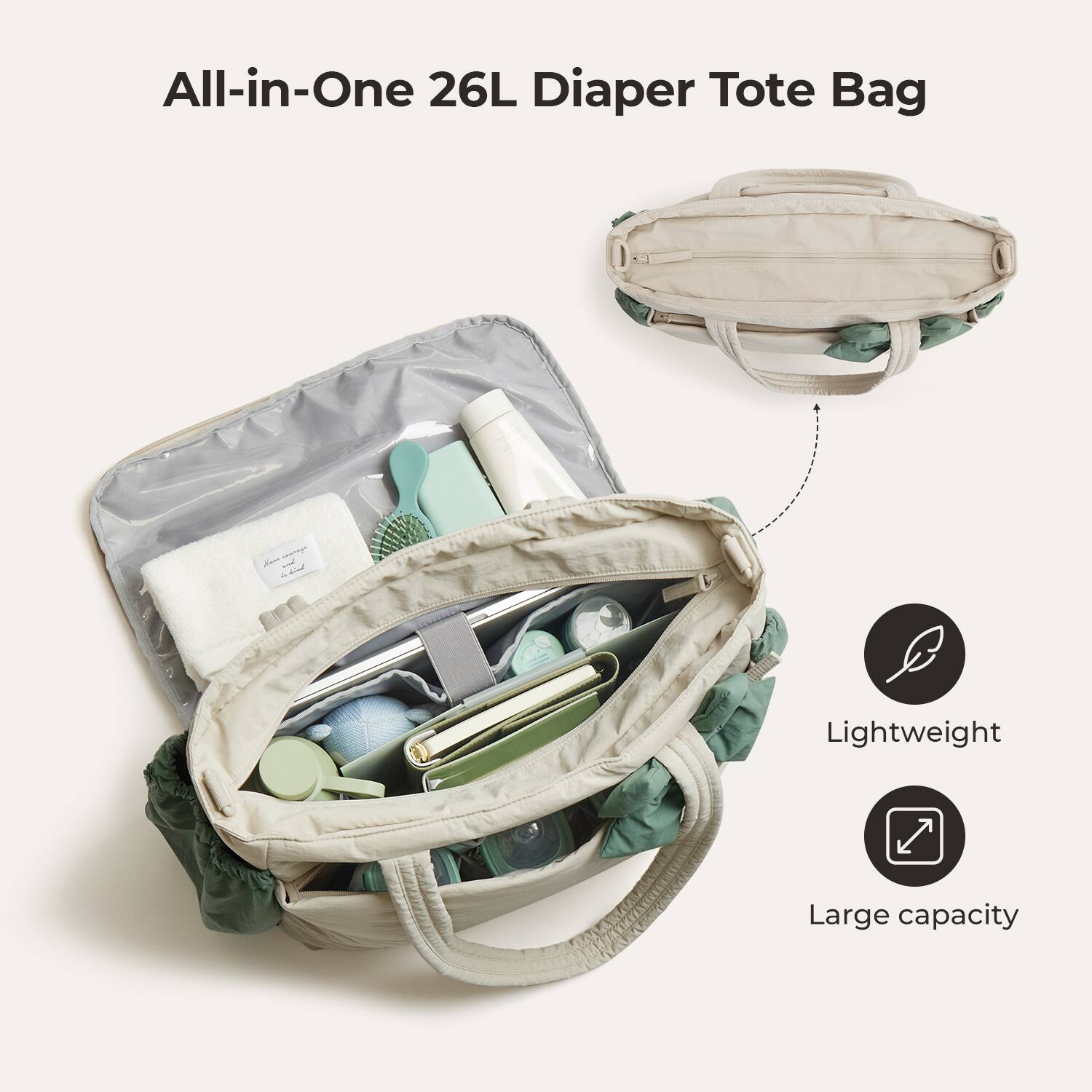 All-in-One 26L Diaper Tote Bag

- Lightweight
- Large capacity