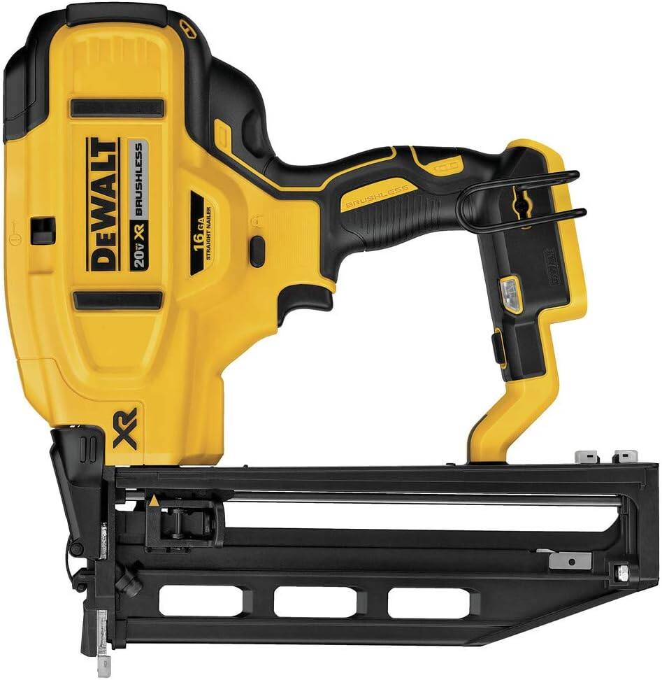 A DEWALT BRUSHLESS 20V XR 16 STRIKING 20 GA NAILER