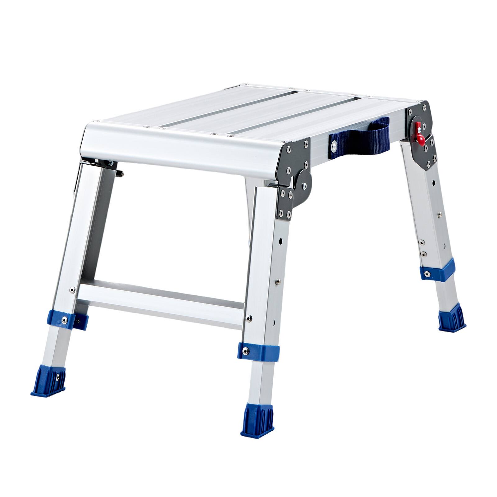 Alt View 5. VEVOR - Folding Work Platform, Adjustable Height 12-16 in, 500 lbs Capacity Aluminum Step Stool, Heavy Duty Non-Slip Platform - Silver.