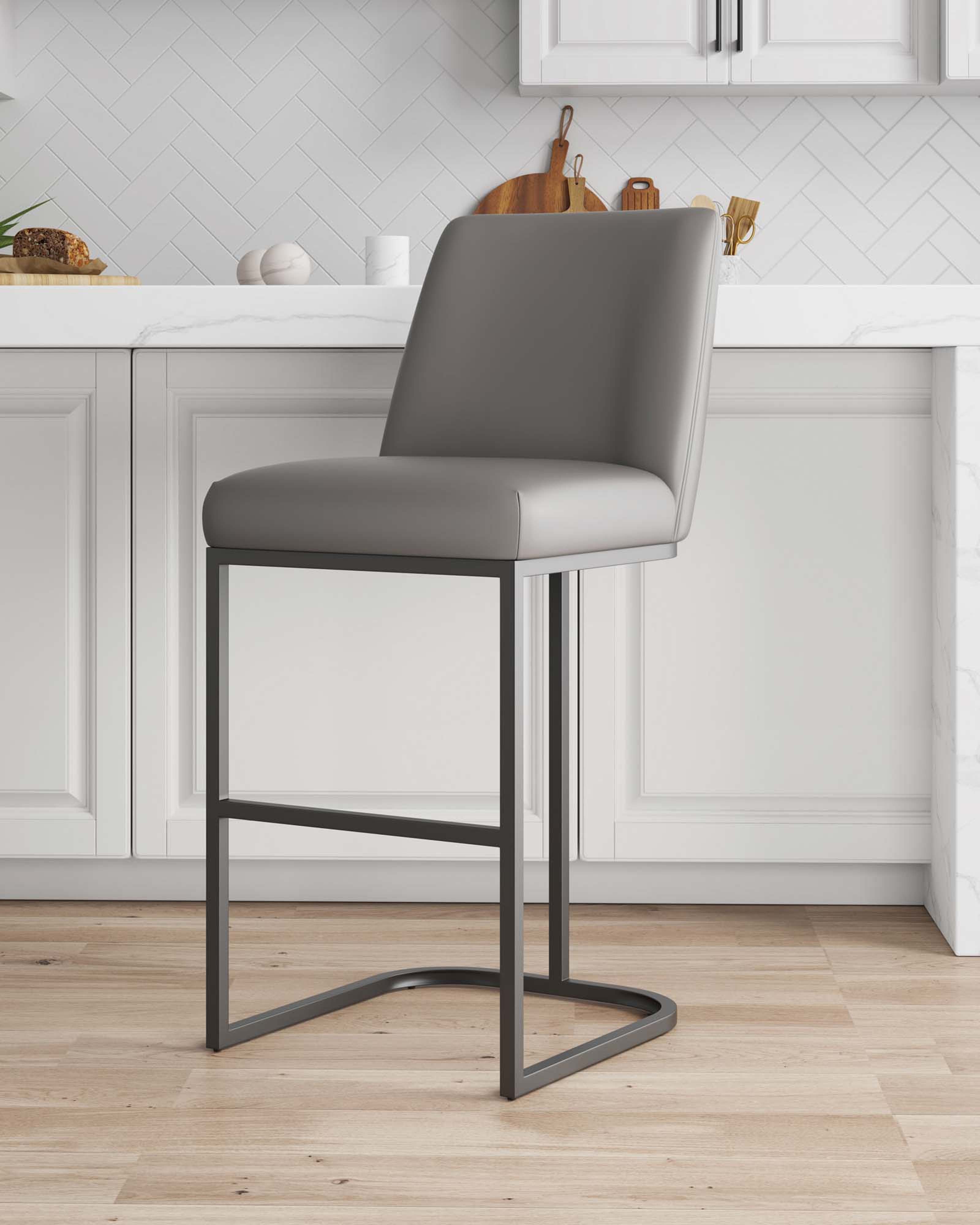 Angle. Manhattan Comfort - Serena Modern Metal Upholstered Barstool - Taupe.