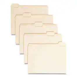 Smead Manufacturing - Manila File Folders, 1/5-Cut Tabs: Assorted, Letter Size, 0.75" Expansion, Manila, 100/Box
