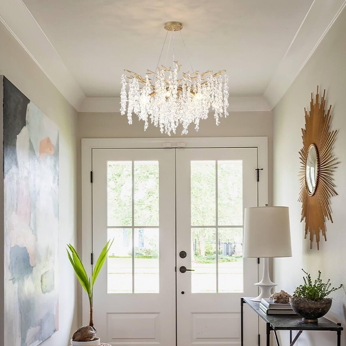 Alt View 2. Loheer - Loheer 10-Light Crystal Chandelier Gold Modern Farmhouse Ceiling Light for Dining Room or Kitchen Island.
