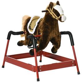 Glintex - Spring Rocking Horse Ride-On Toy for Kids with Sounds, Plush Saddle, and Realistic Motion - Brown