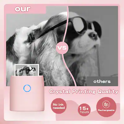 Crystal Printing Quality, No ink needed, 15+ hours, Rechargeable