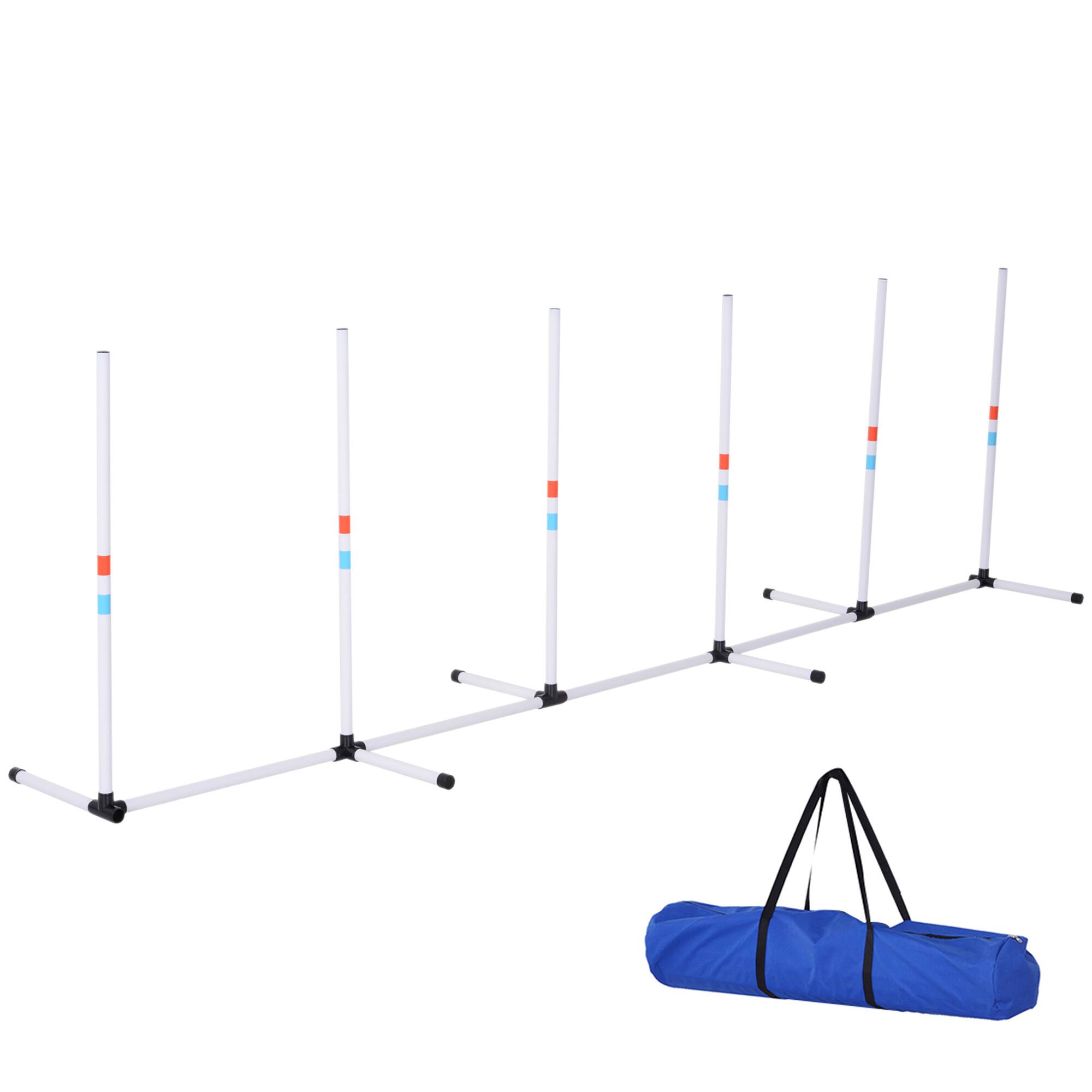 Front. Pawhut - Adjustable Dog Agility Training Obstacle Set with Weaves Poles and Storage Bag - White.