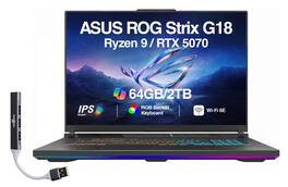 ASUS - Upgraded - ROG Strix G18 Laptop 18 WQXGA (AMD Ryzen 9 8940HX, 64GB DDR5, 2TB PCIe SSD, Win 11 Pro) w/USB Hub - Eclipse Gray