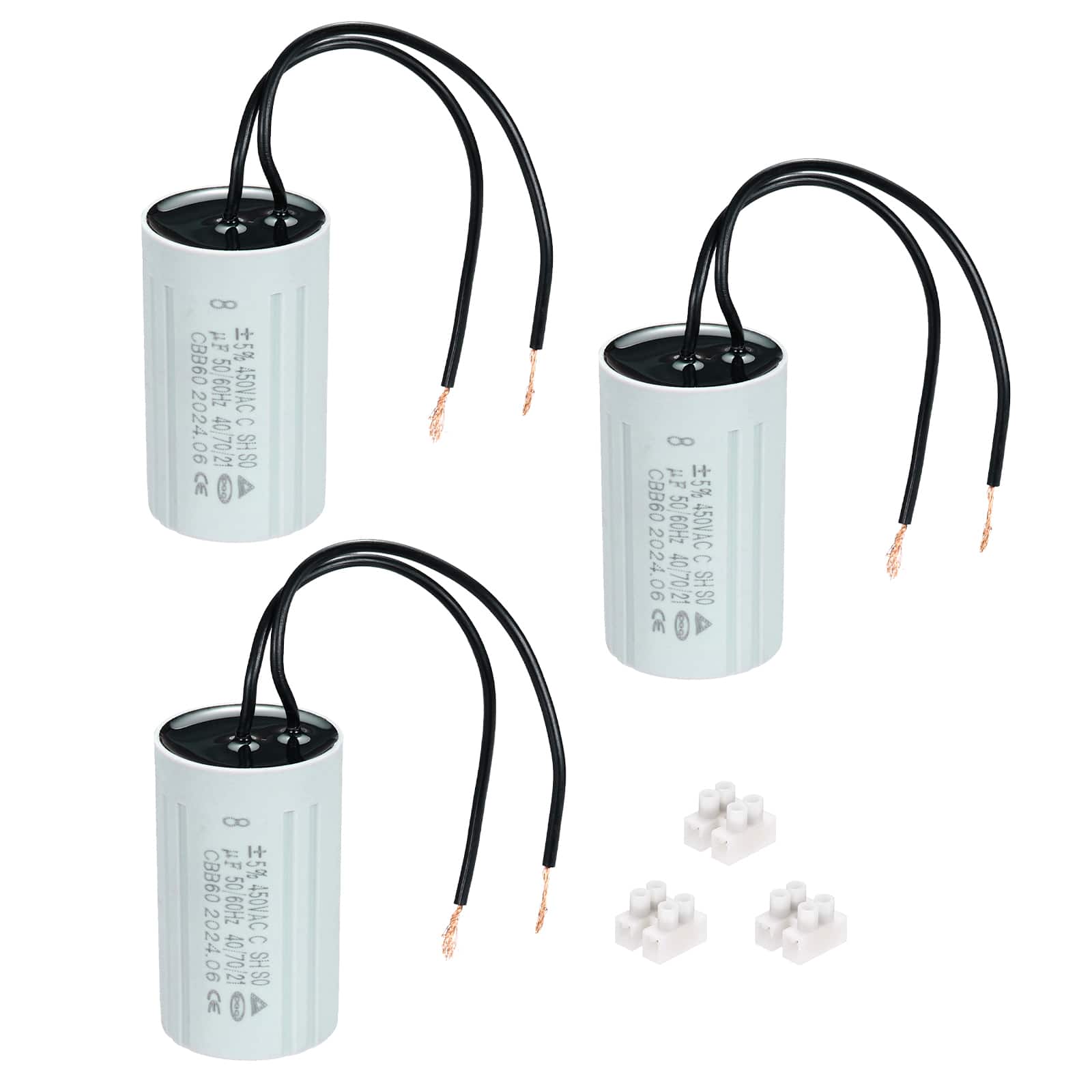 Unique Bargains - 3pcs 8uF CBB60 Running Capacitor, AC 450V 2 Wires 50/60Hz Cylinder 60x35mm for Water Pumps, Washing Machines - Gray price history on PriceWatchPro