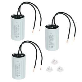 Unique Bargains - 3pcs 8uF CBB60 Running Capacitor, AC 450V 2 Wires 50/60Hz Cylinder 60x35mm for Water Pumps, Washing Machines - Gray