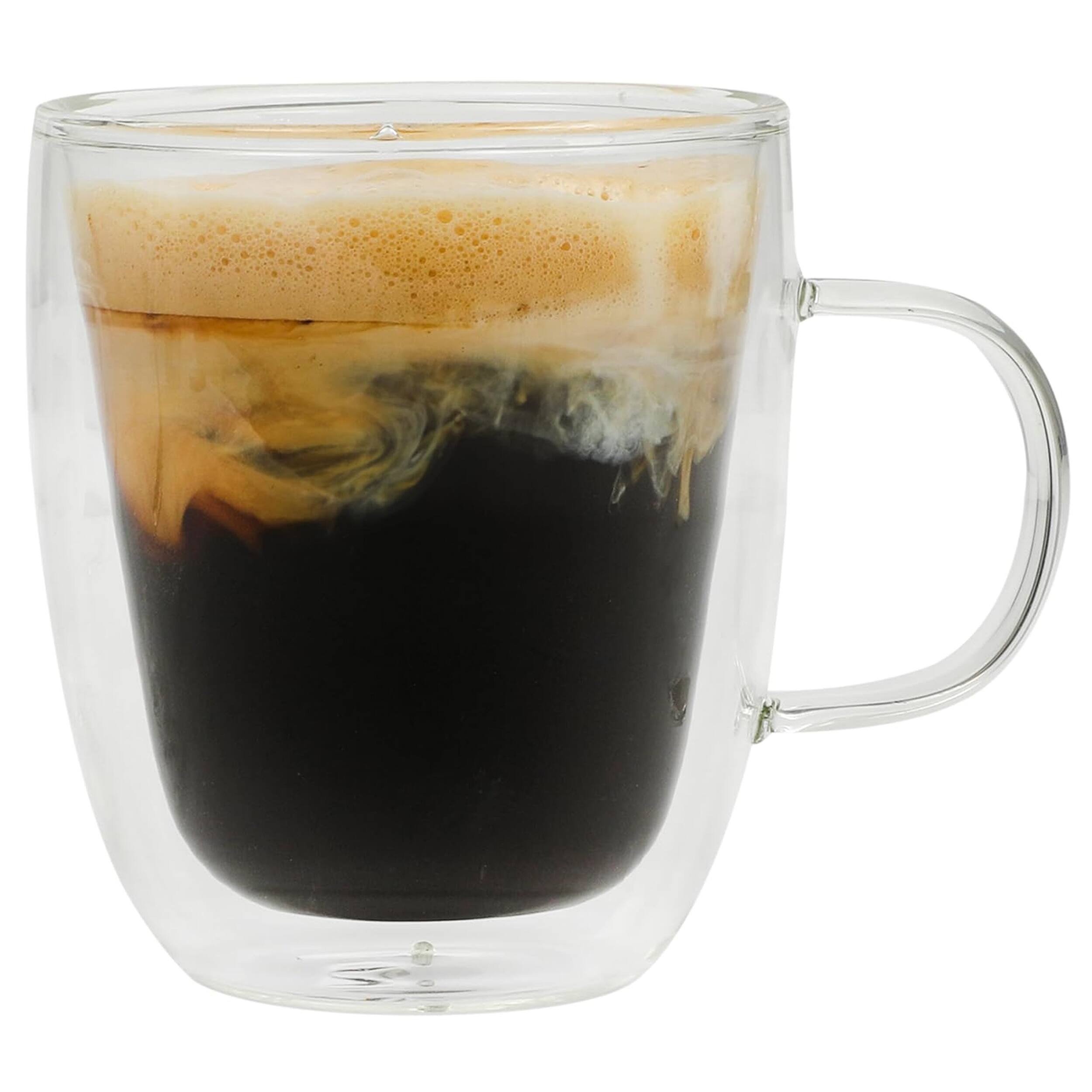 Alt View 1. Mr. Coffee - Mr. Coffee Retro Machiatto 2 piece 16 Ounce Double Wall Insulated Glass Mug Set - Clear.