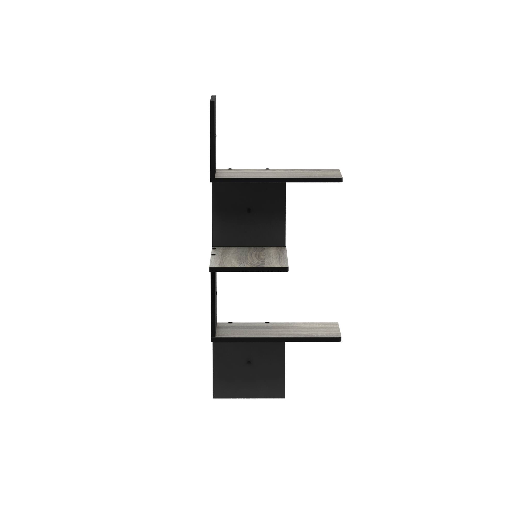 Alt View 3. Furinno - Rossi Modern 3-Tier Wall Floating Corner Shelf - French Oak.