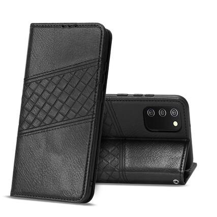 Front. Reiko - Samsung Galaxy A02S 3-In-1 Wallet Case In Black - Black.