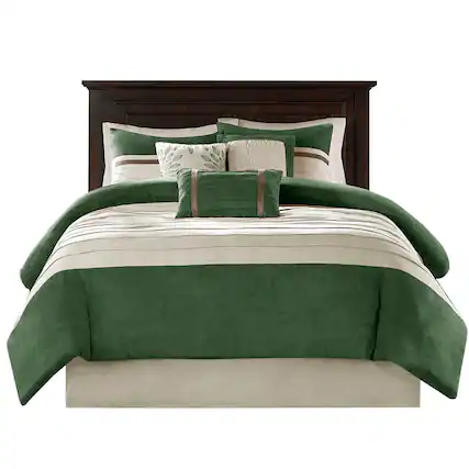 Front. Gracie Mills - Gracie Mills Bryony 7-Piece Microsuede Comforter Set - Green.