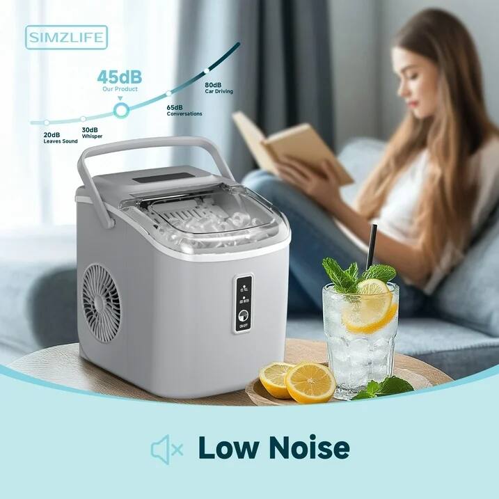 SIMZLIFE Countertop Ice Maker 26 lbs/Day Portable Self