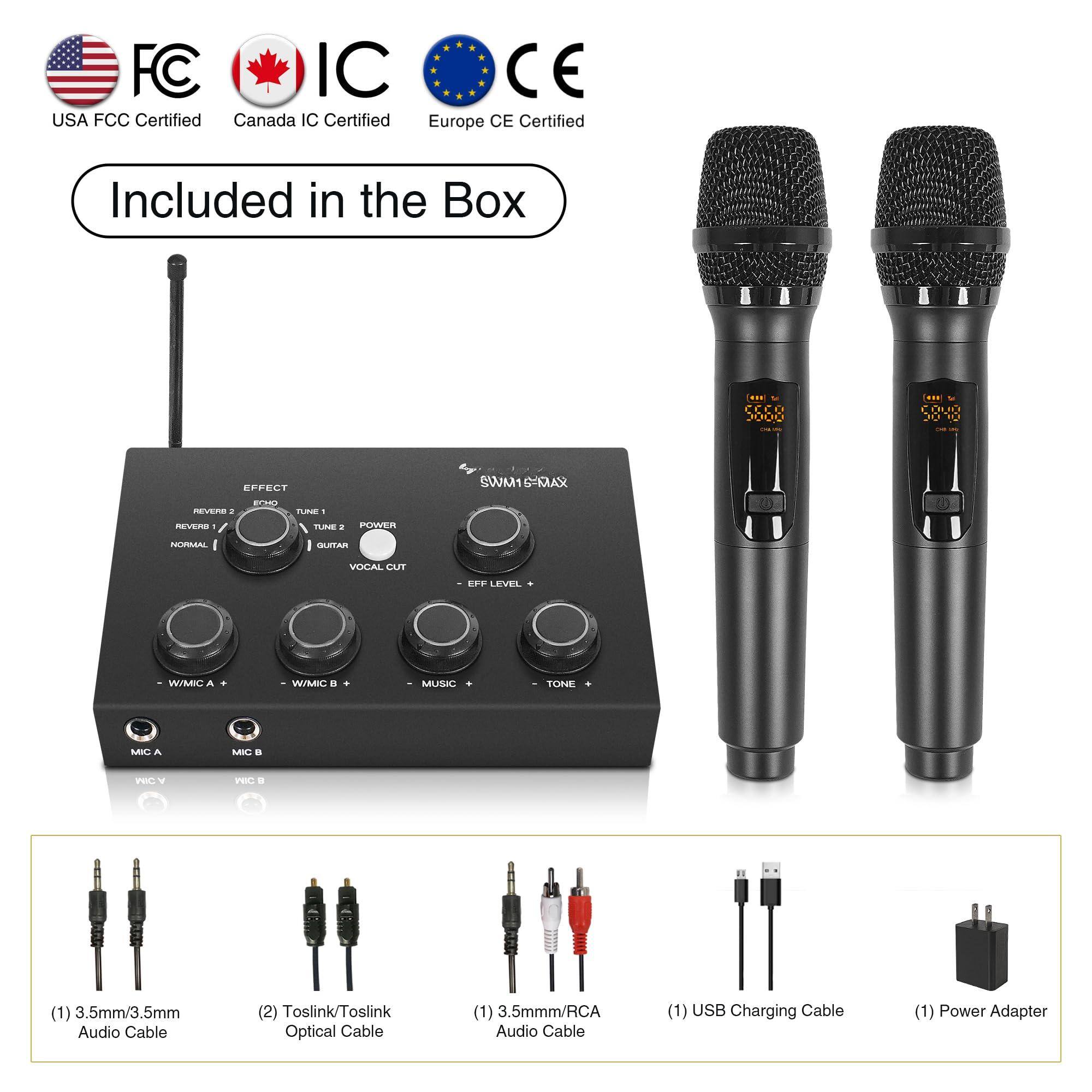 FC IC USA FCC Certified Canada IC Certified CE Europe CE Certified

Included in the Box

(1) 3.5mm/3.5mm Audio Cable  
(2) Toslink/Toslink Optical Cable  
(1) 3.5mm/RCA Audio Cable  
(1) USB Charging Cable  
(1) Power Adapter