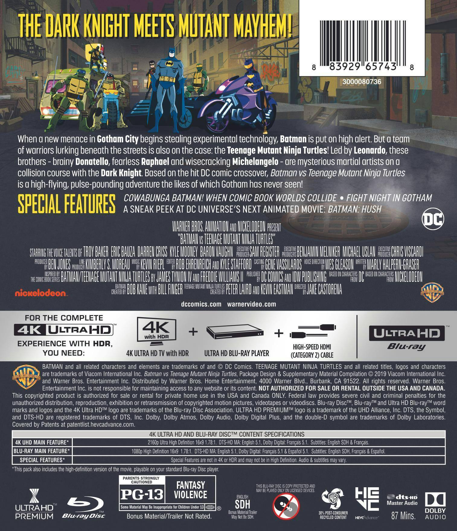 Back. Batman Vs. Teenage Mutant Ninja Turtles [UHD].