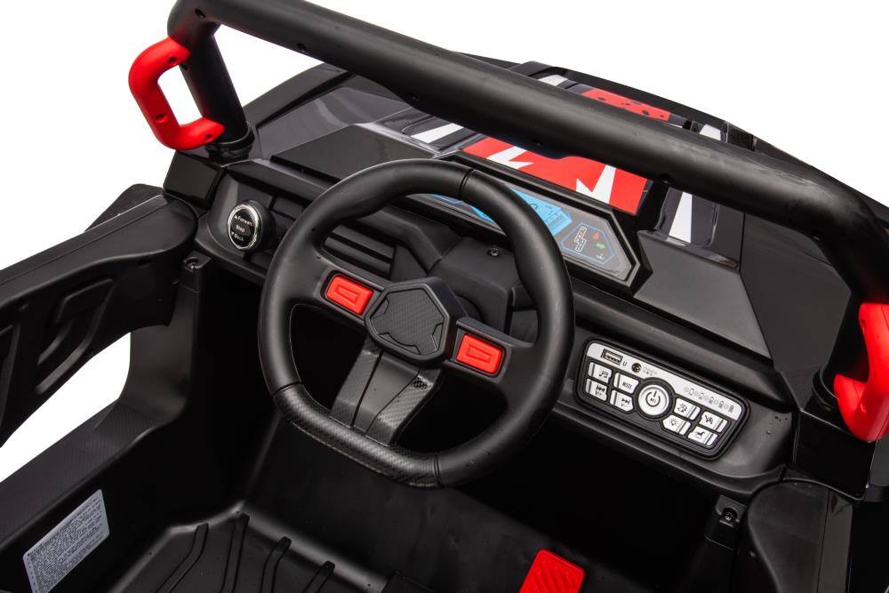 Alt View 1. BreeBe - 12V Kids 4WD Electric Car with Leather Seat, RC, Lights, Music, Forward/Backward, Seat Belt, 2 Doors, Suspension - Black.