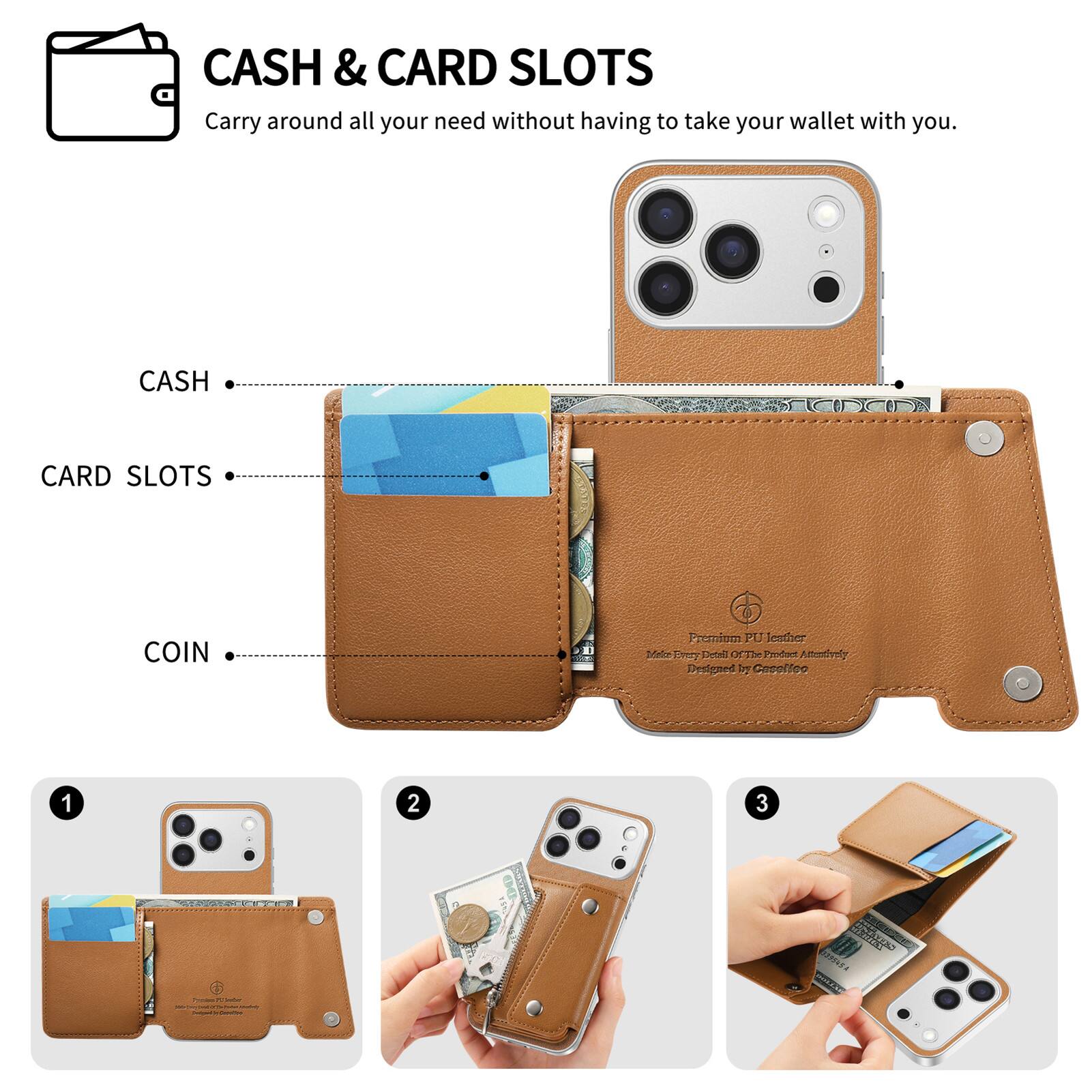 CASH & CARD SLOTS  
Carry around all your need without having to take your wallet with you.

CASH  
CARD SLOTS  
COIN  

adidas  
Premium PU leather  
Make Every Detail Of The Product Attentively Designed  
Caseffee  

1  
2  
3  

HAPPY  
C - MINISTAR
