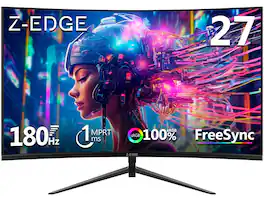 Z Z-Edge - UG27 27" 1080P 180Hz 1ms Curved Gaming Monitor, FreeSync Compatible, Ultra-Slim Bezel, HDMI 2.0, DP 1.4 - Black