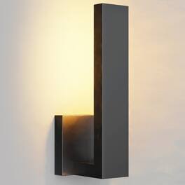 LEEKI - Modern L-Shaped LED Outdoor Wall Sconce – Warm White 3000K, Waterproof IP54, Rust-Resistant Iron & Acrylic Fixture - Black