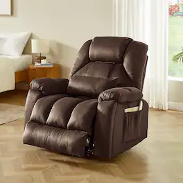 Bestier - 40-inch Elderly Recliner with 8-Point Massage, Lumbar Heating & Lift Assist, 400lbs Capacity, Dual Motors - Brown