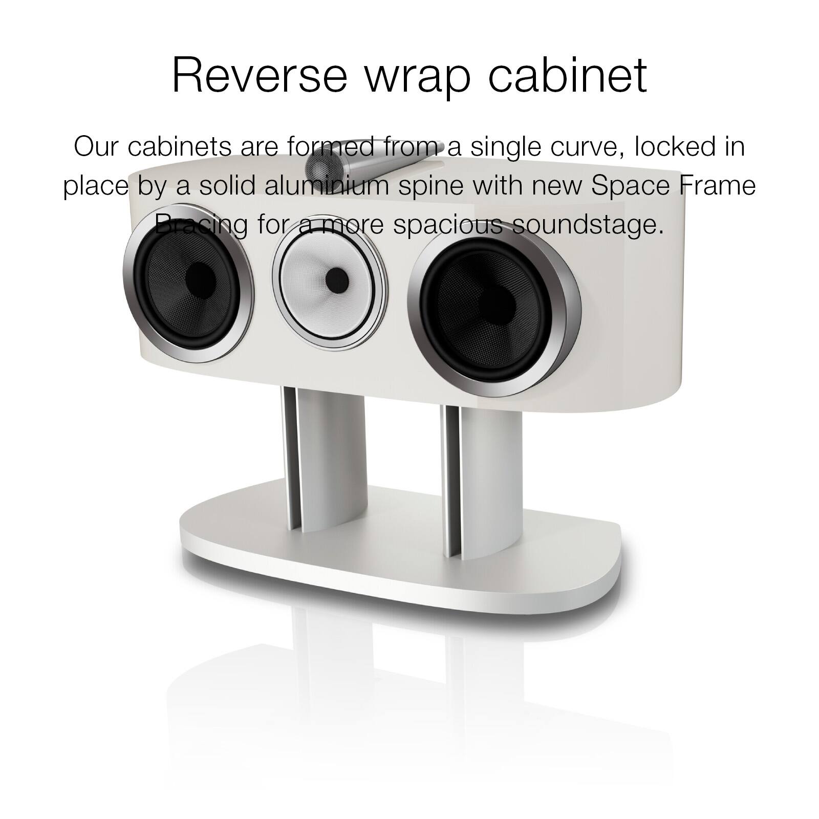 Reverse wrap cabinet

Our cabinets are formed from a single curve, locked in place by a solid aluminium spine with new Space Frame Bracing for a more spacious soundstage.