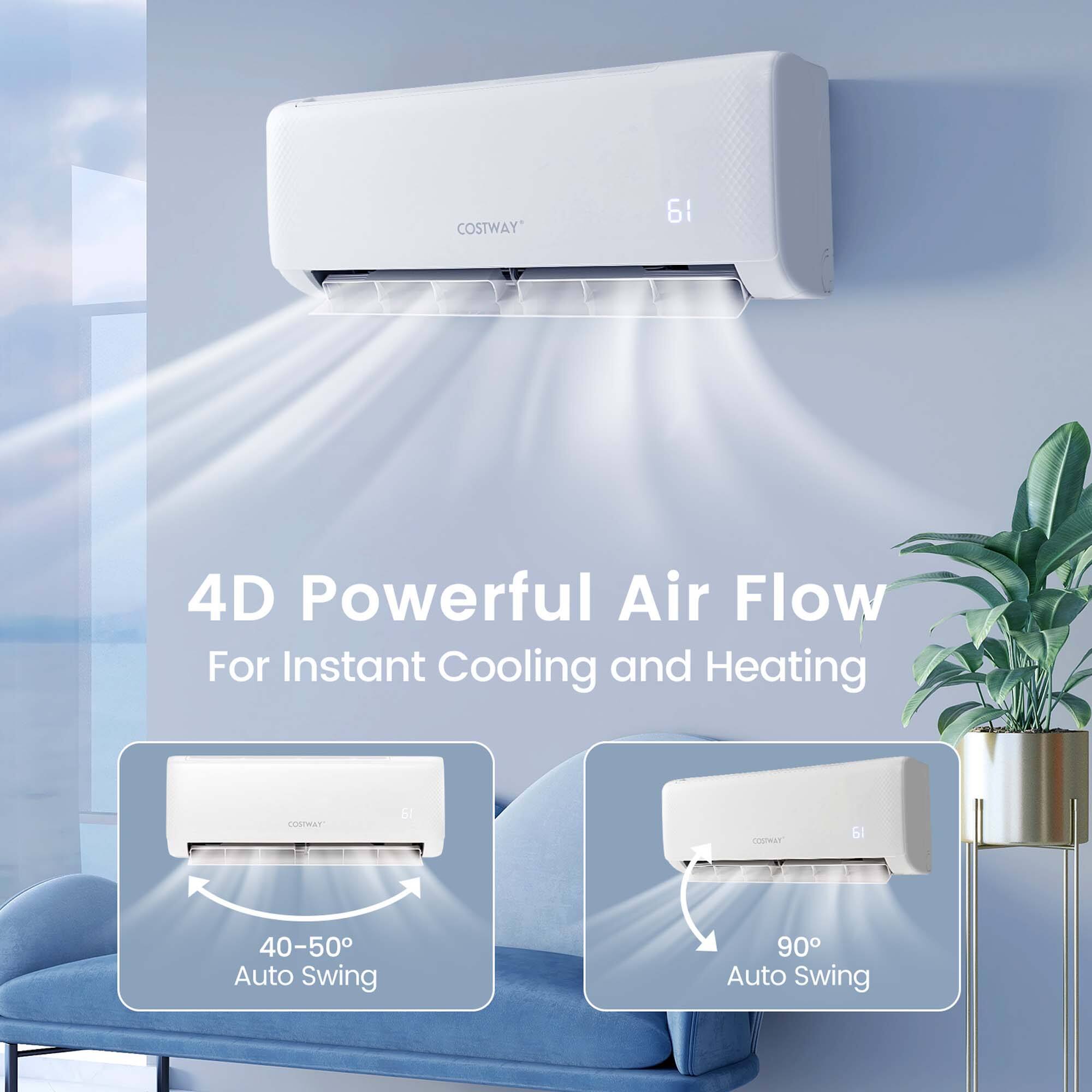 COSTWAY 61 4D Powerful Air Flow For Instant Cooling and Heating COSTRAT 61 40-50 Auto Swing 90 Auto Swing