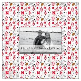 Fan Creations - Nebraska Huskers 10'' x 10'' Floral Pattern Frame - Multicolor
