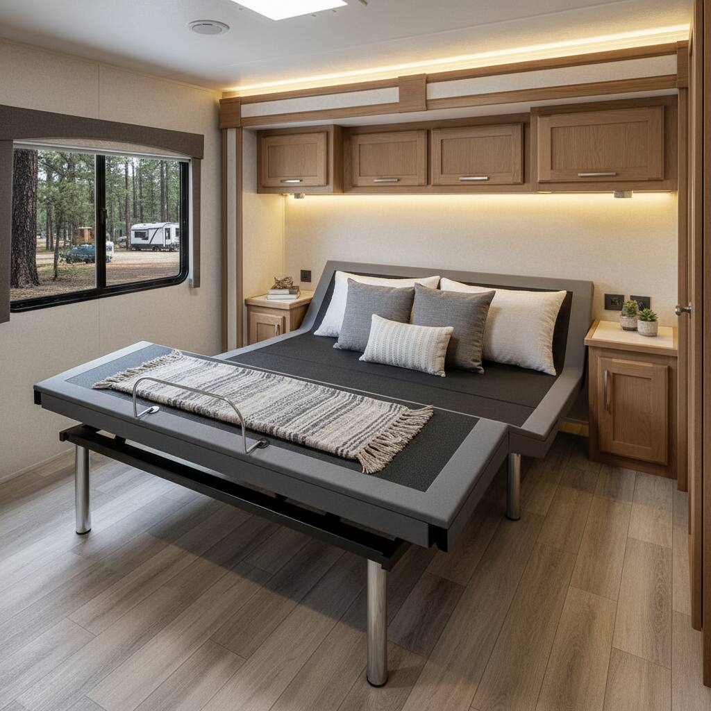 Alt View 5. AOITUN - Full Size Electric Adjustable Bed Frame, Ergonomic Smart Base with Dual USB Ports & Wireless Remote - black.