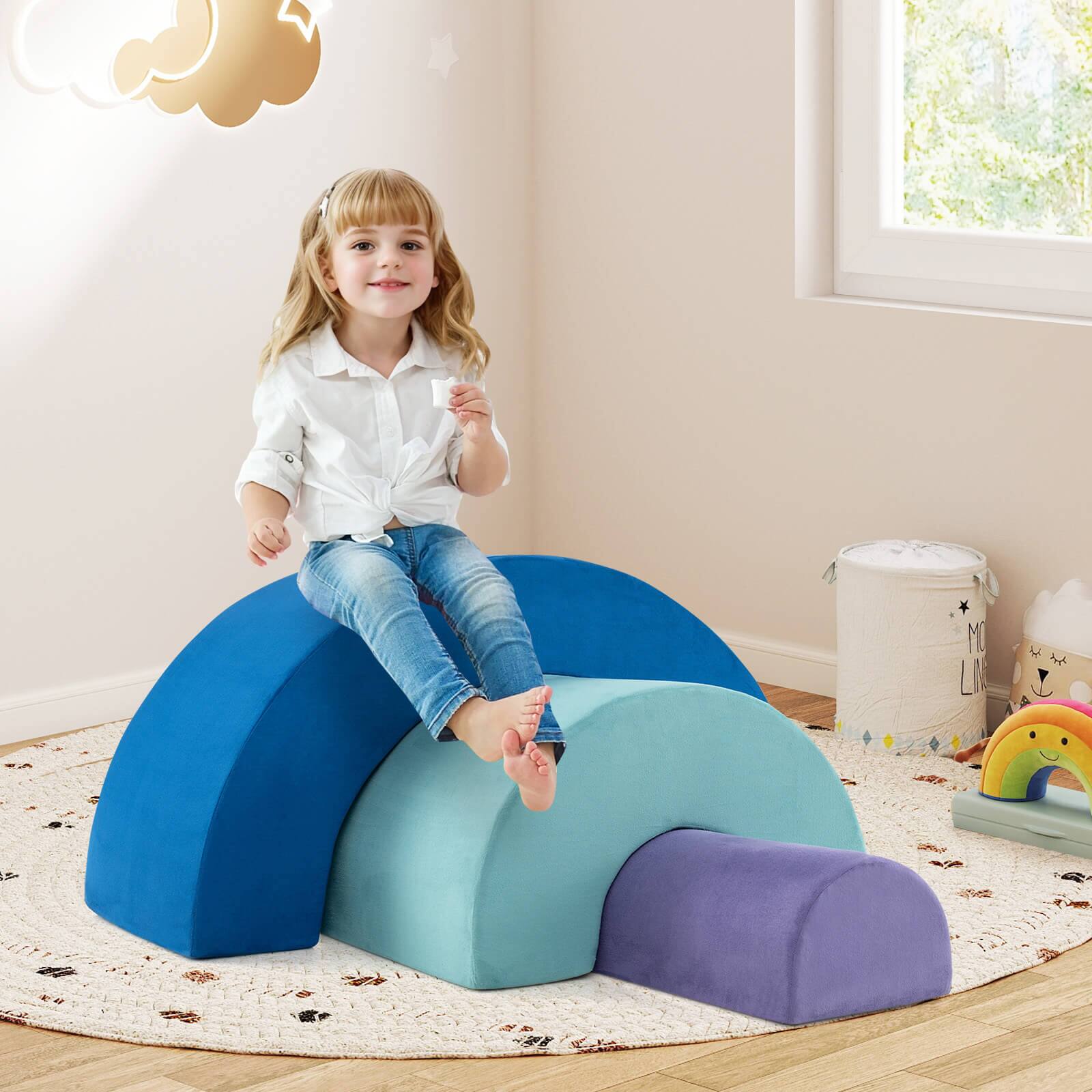 Alt View 1. Costway - Costway Rainbow Arc Climber Playset Foam Climbing Blocks with Machine Washable Covers - Multicolor.