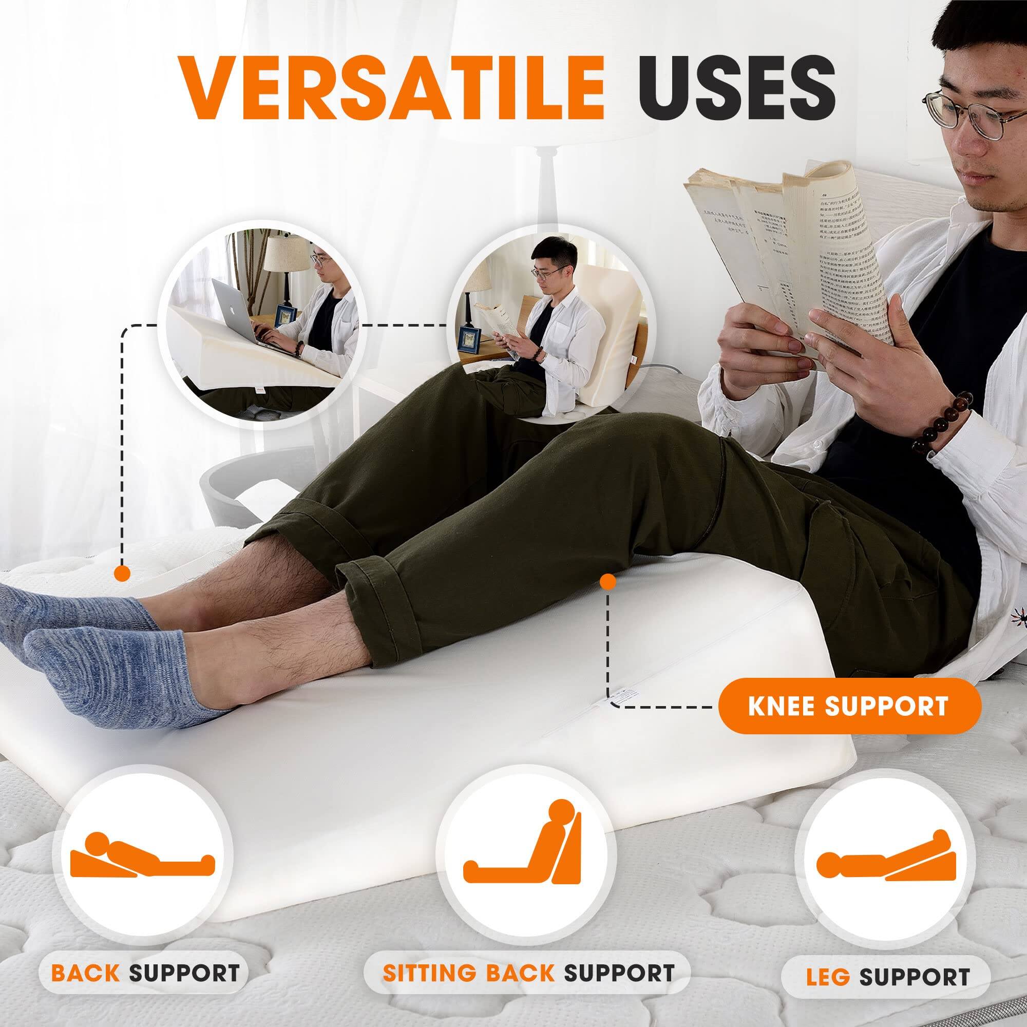 VERSATILE USES  
KNEE SUPPORT  
BACK SUPPORT  
SITTING BACK SUPPORT  
LEG SUPPORT