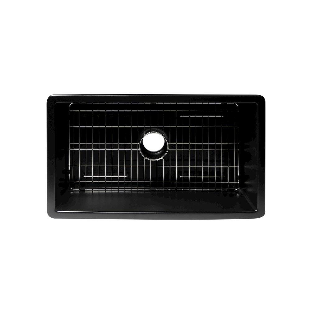 Alt View 4. Alfi - ALFI brand 32 x 19 Fireclay Single Bowl Undermount / Drop In Kitchen Sink with Grid - Black.