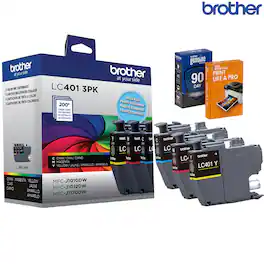 Brother - LC401 3PK Genuine Standard Yield 3-Pack Color Ink Cartridges with Guide