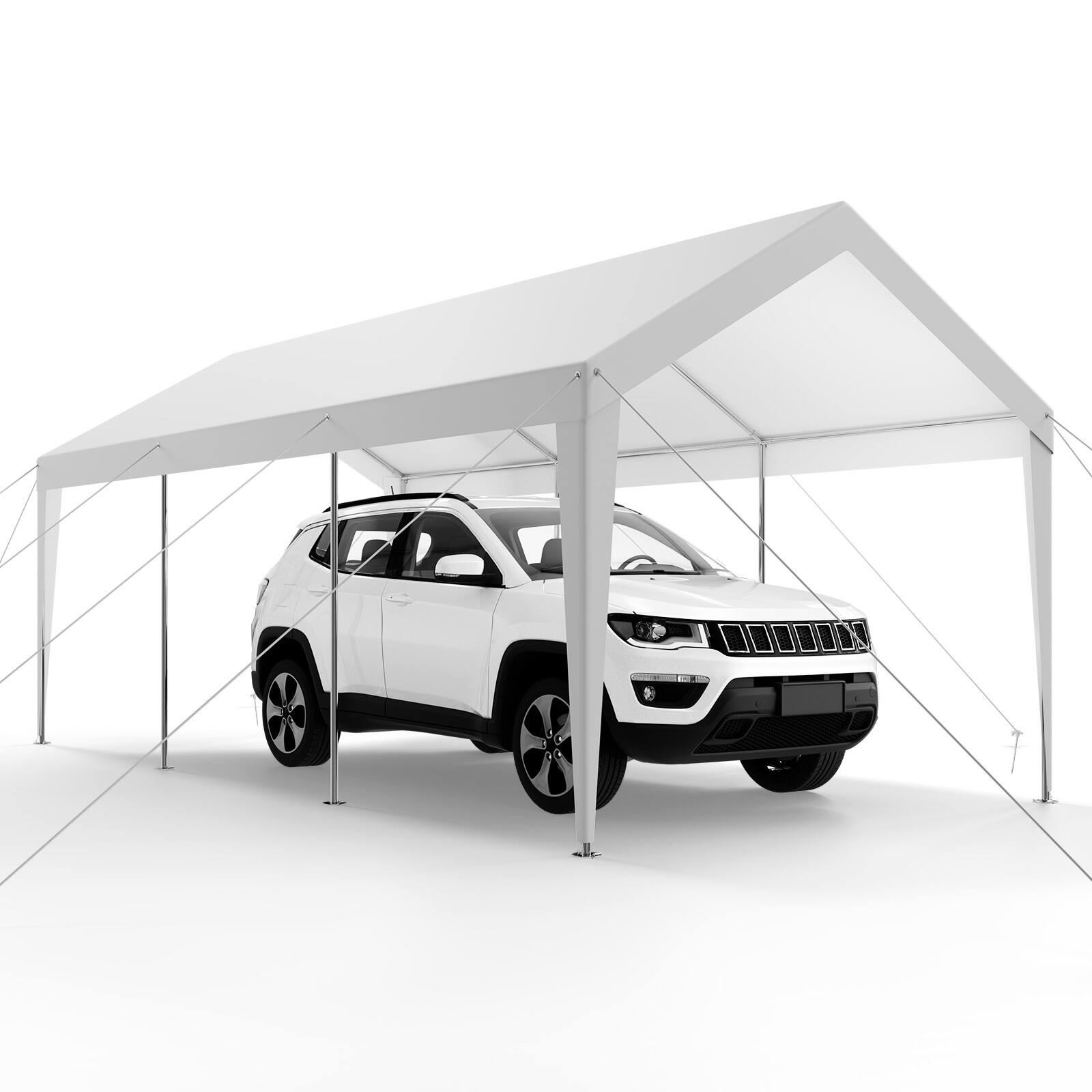 Alt View 5. VEVOR - Carport, 10 x 20 FT Outdoor Car Canopy, Potable Carport, Heavy Duty Galvanized Car Shelter - White.