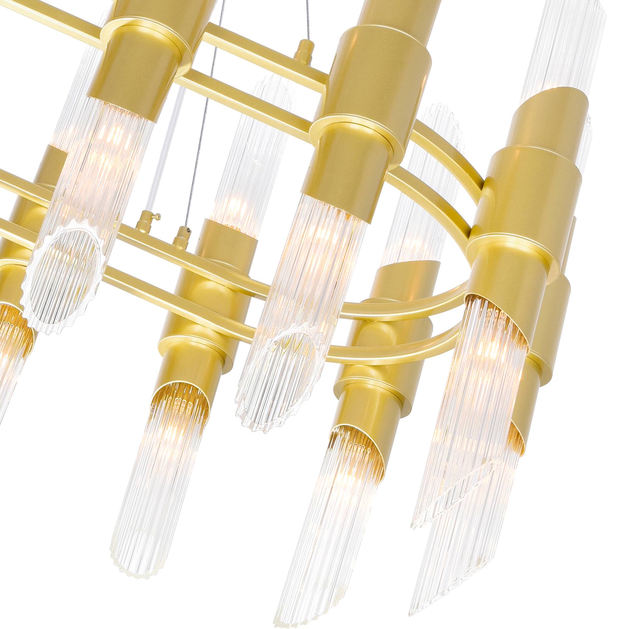 Back. CWI Lighting - Croissant 28 Light Chandelier With Satin Gold Finish - Satin Gold.