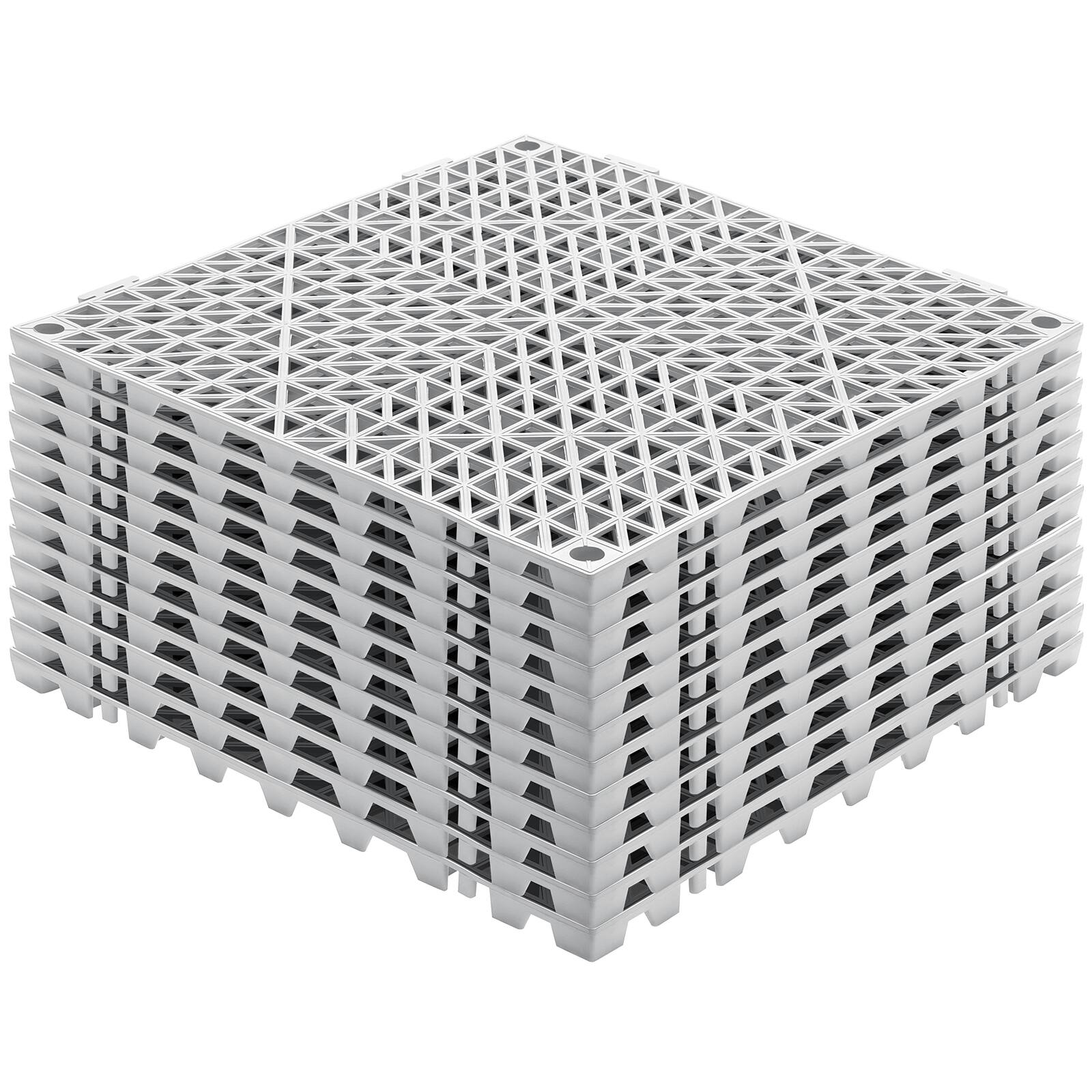 Alt View 5. VEVOR - Modular Interlocking Cushion, 12 Pack 12" x 12" Splicing Drainage Mats, Soft PVC Interlocking Drainage Floor Tiles - Gray.