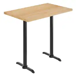 Flash Furniture - Bennett 30" x 48" Solid Wood Commercial Indoor Tabletop with Dual 5" x 22" Bar Height Rust-Resistant Black Ca - Natural
