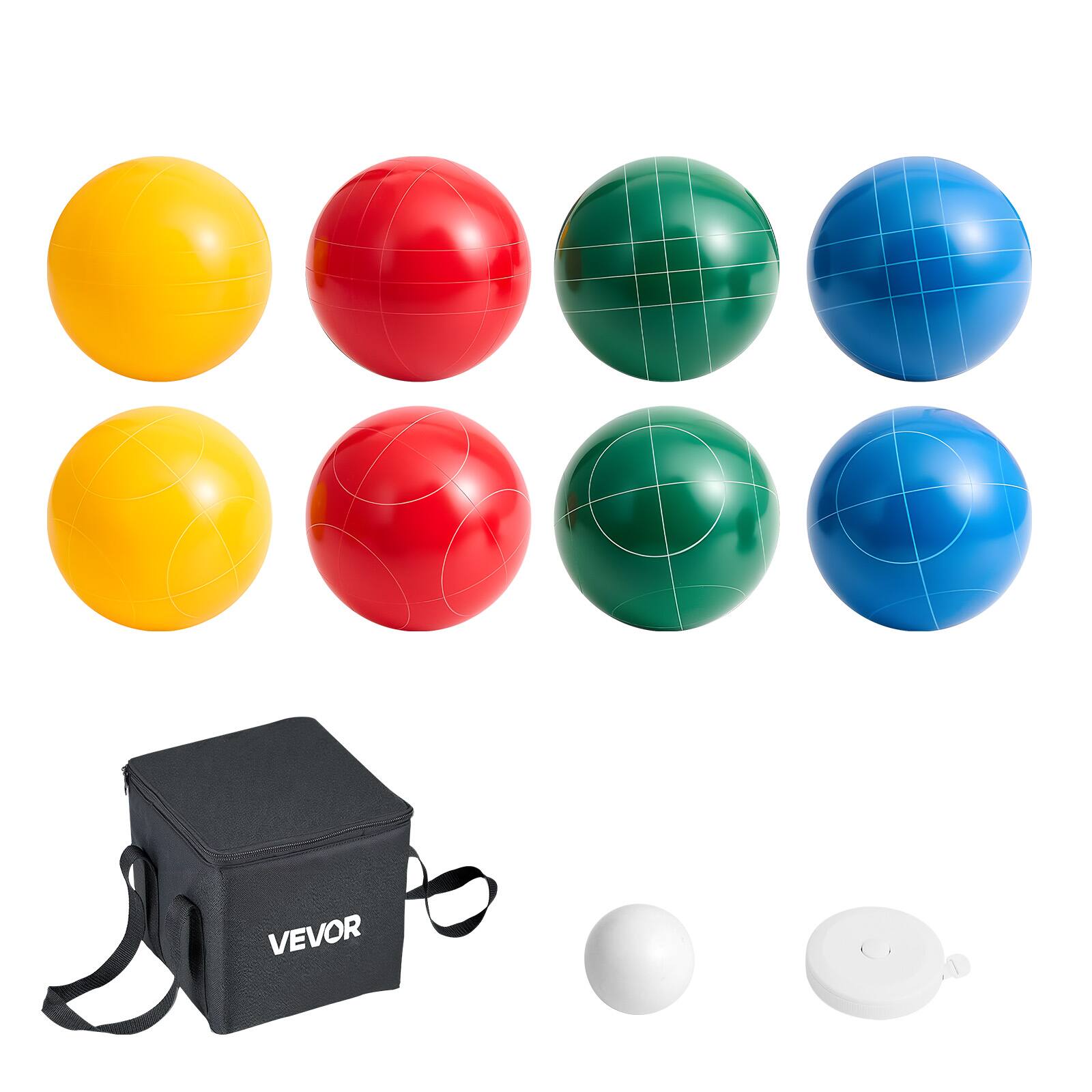 Alt View 5. VEVOR - Bocce Ball Set, 90 mm, with 8 Resin Balls, Pallino, Carrying Bag and Measuring Rope, Red/Green/Blue/Yellow 4 Colors - Red, Green, Blue, Yellow.