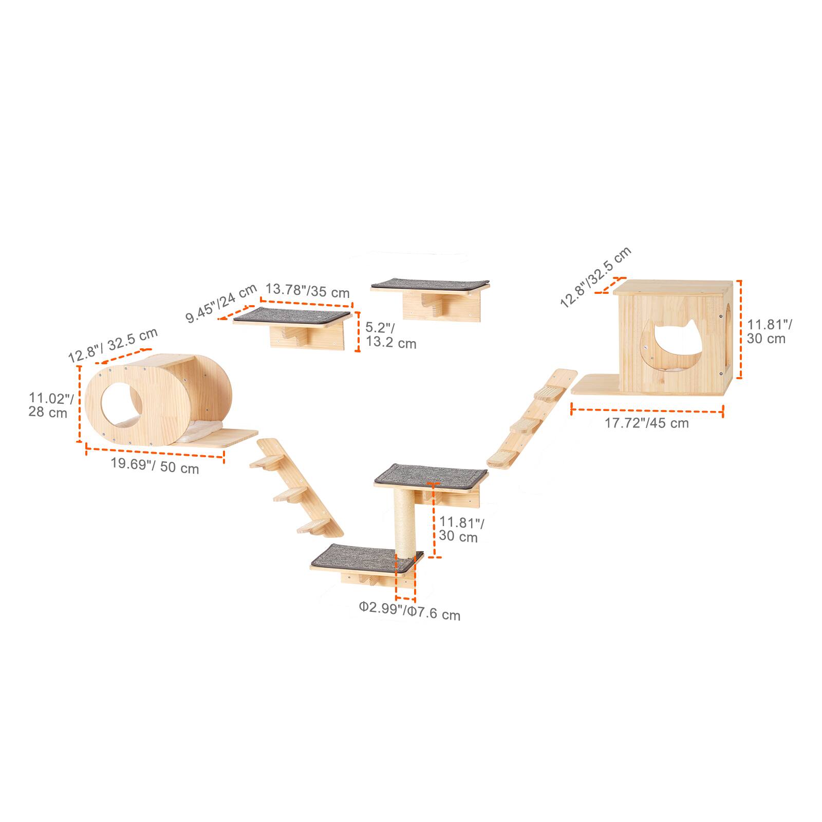 - 12.8" / 32.5 cm
- 9.45" / 24 cm
- 13.78" / 35 cm
- 5.2" / 13.2 cm
- 11.02" / 28 cm
- 19.69" / 50 cm
- 11.81" / 30 cm
- 17.72" / 45 cm
- 11.81" / 30 cm
- 2.99" / 7.6 cm
- 12.8" / 32.5 cm
- 11.81" / 30 cm
- 17.72" / 45 cm
- 11.81" / 30 cm
- 7.6 cm
- 2.99" / 7.6 cm