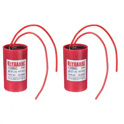 QIYUANHE
CBB60
8 UF+5%
40/70/21
450VAC
50-60HZ
CE ZL2024 5 0177667.9
ROHS
