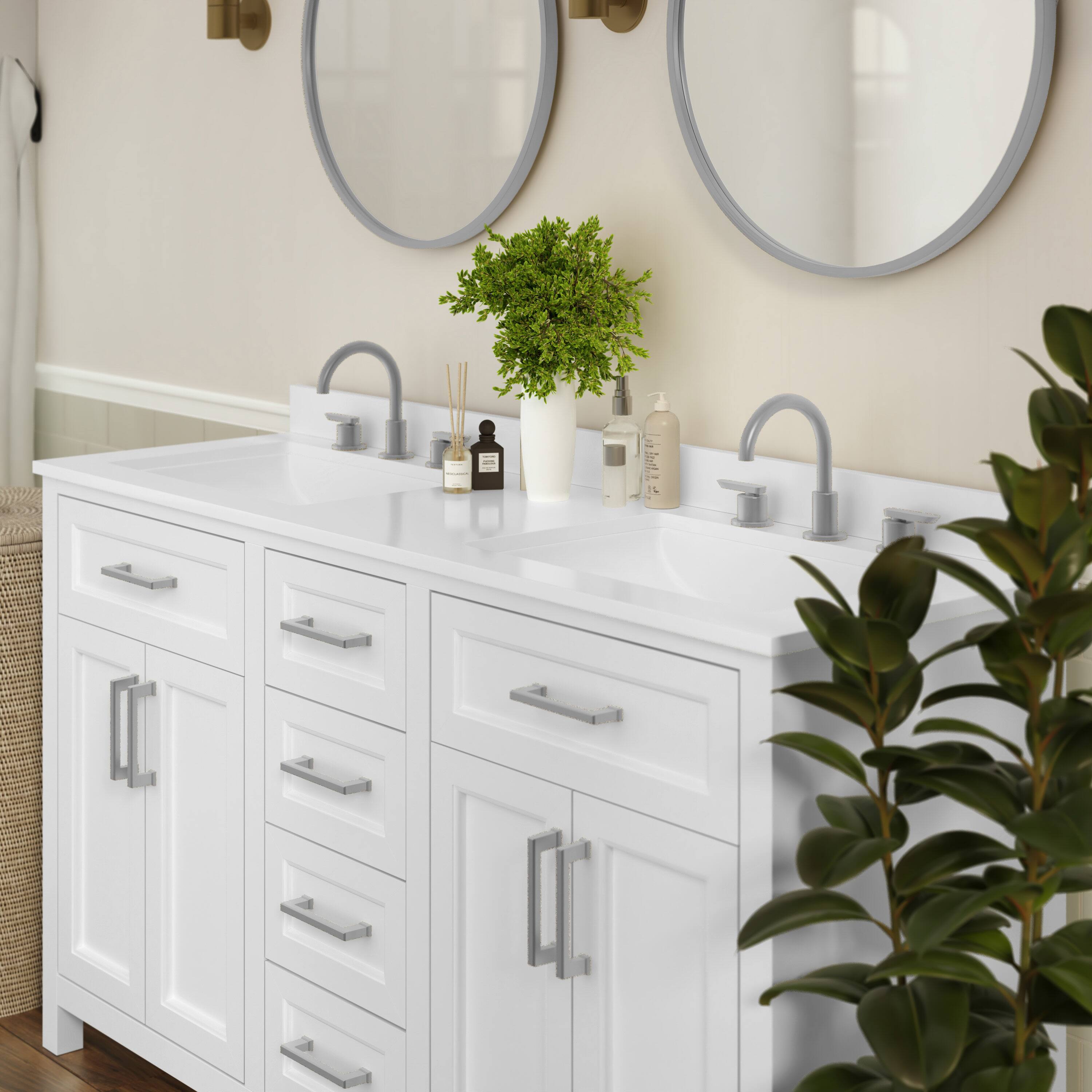 Alt View 2. Flash Furniture - Vega 60 Inch Bathroom Double Vanity with 2 Sinks, 2 Storage Cabinets with Soft Close Doors and 6 Drawers, Carrara Marble - White.