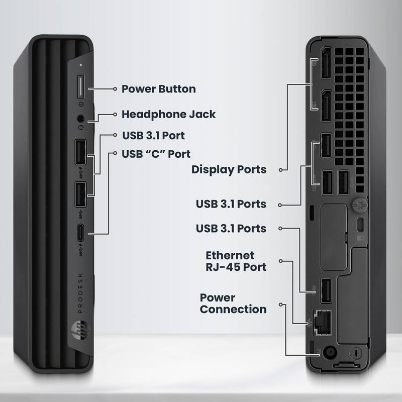 Power Button  
Headphone Jack  
USB 3.1 Port  
USB "C" Port  
Display Ports  
USB 3.1 Ports  
USB 3.1 Ports  
Ethernet RJ-45 Port  
Power Connection