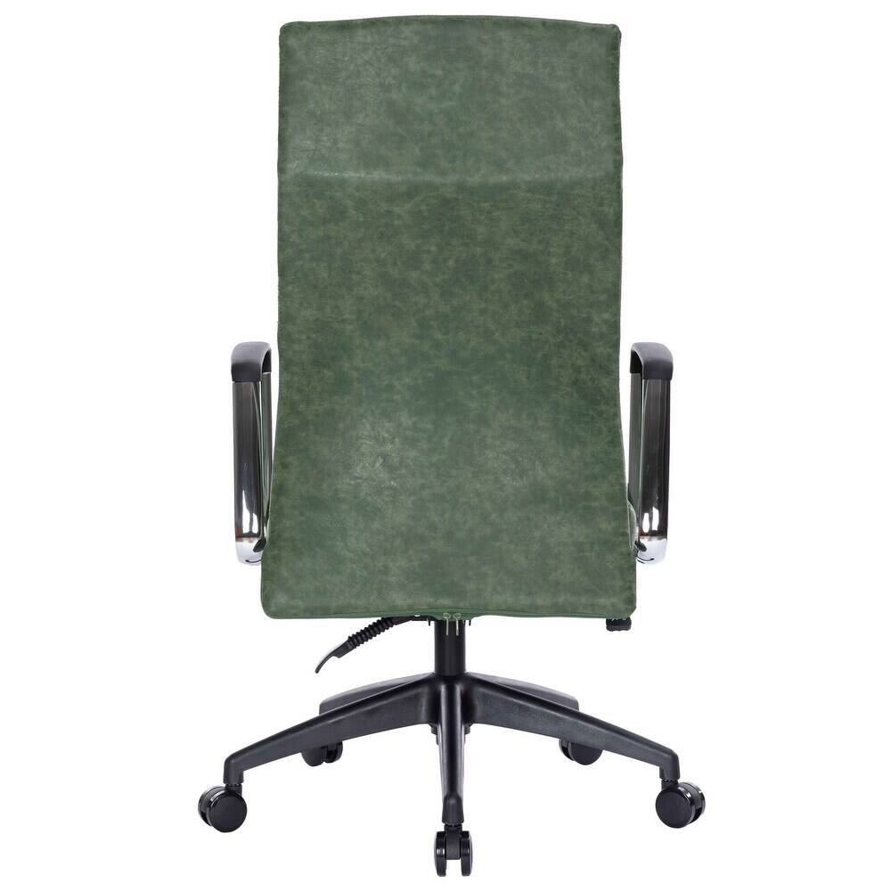 Alt View 5. LeisureMod - Hilton High-Back Adjustable Office Desk Chair Upholstered in Leather with Steel Frame, Swivel, and Ergonomic Support - Green.