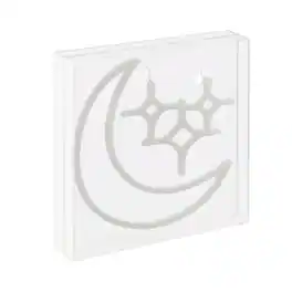 Jonathan Y - Starry Crescent 10" Square Contemporary Glam Acrylic Box USB Operated LED Neon Light - White