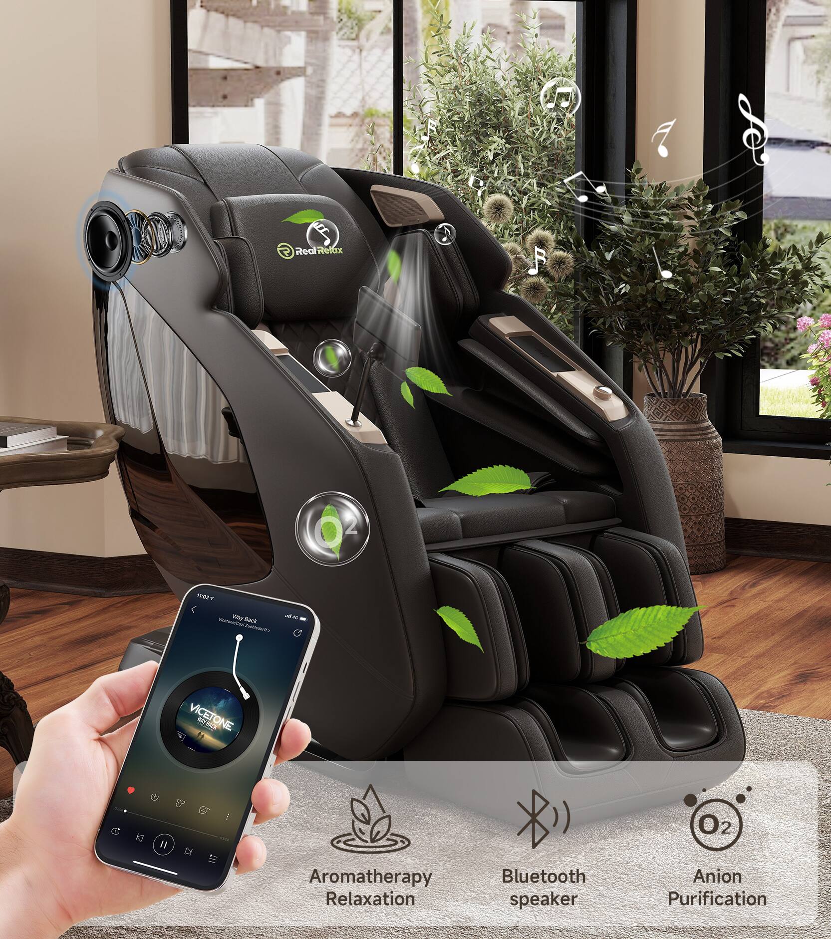 RealRelax  
- VICETONE RITHRO  
- Aromatherapy Relaxation  
- Bluetooth speaker  
- Anion Purification